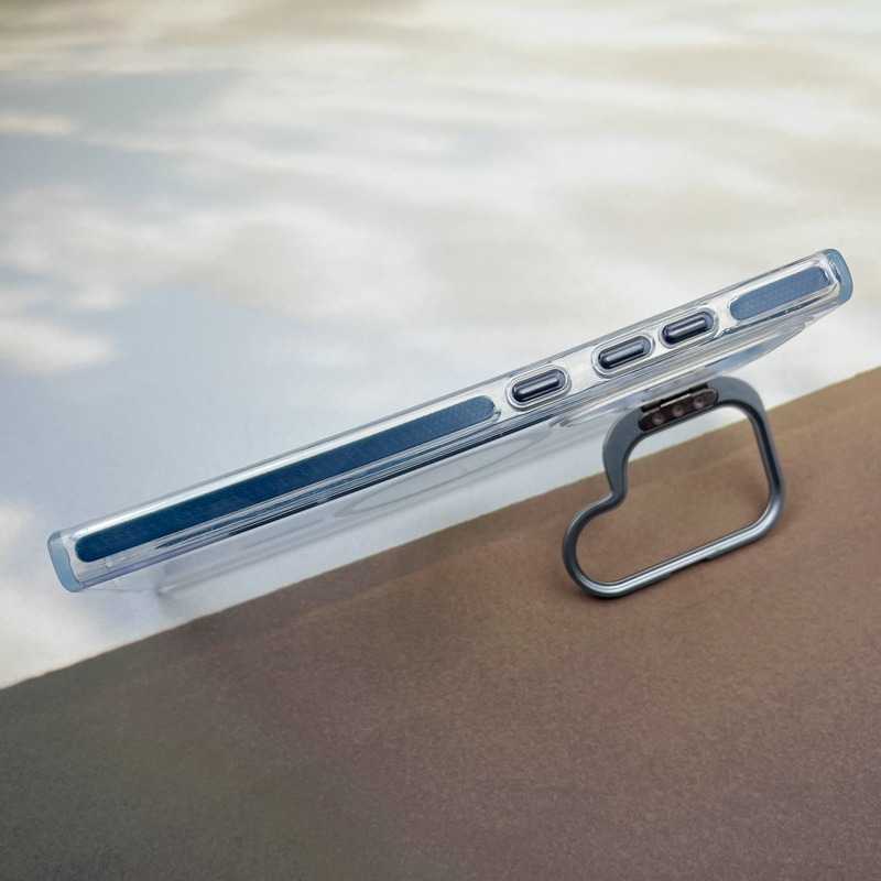 قاب گوشی Galaxy S24 Ultra سامسونگ لنز استند شو فلزی دور ایربگ دار مگ سیف Magsafe اورجینال شفاف سرمه ای کد 42767 - Image 2
