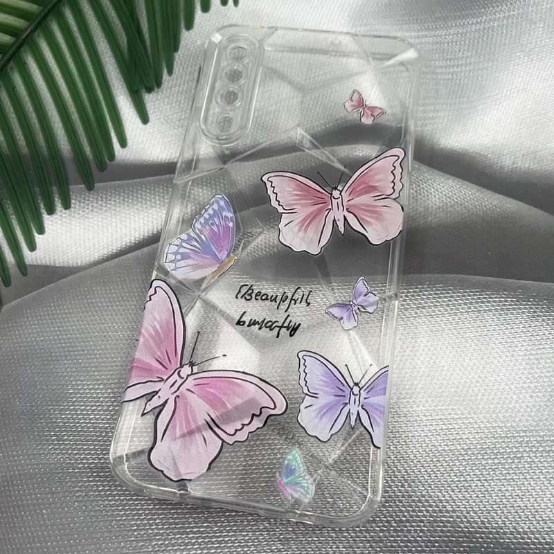قاب گوشی Galaxy A30S / Galaxy A50S / Galaxy A50 سامسونگ سیلیکونی ایربگ دار طرح کریستالی پروانه رنگی شفاف محافظ لنز دار کد 43544 - Image 2