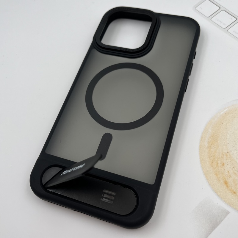 قاب گوشی iPhone 15 Pro Max آیفون مگ سیف Magsafe اورجینال Stand Case استند شو مات مشکی کد 44891 - Image 2