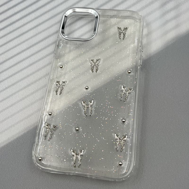 قاب گوشی iPhone 11 آیفون Resin Art Case شفاف لنز Silver طرح Butterfly کد 46603 - Image 2