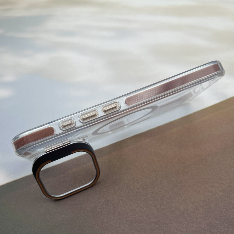 قاب گوشی iPhone 16 آیفون لنز استند شو فلزی دور ایربگ دار مگ سیف Magsafe اورجینال شفاف صحرایی کد 48307 - Image 2