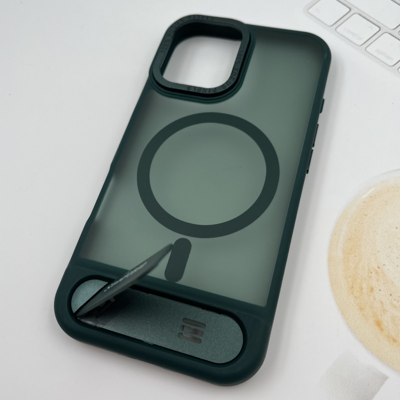 قاب گوشی iPhone 16 آیفون مگ سیف Magsafe اورجینال Stand Case استند شو مات سبز کد 50172 - Image 2