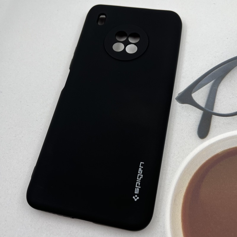 قاب گوشی Huawei Y9A هوآوی سیلیکونی Spigen اورجینال داخل پارچه ای محافظ لنز دار مشکی کد 52864 - Image 2