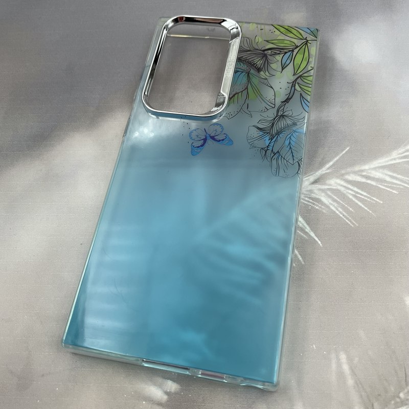 قاب گوشی Galaxy S23 Ultra سامسونگ So Cool لنز برجسته متال Flower طرح گل و پروانه آبی کد 52987 - Image 2