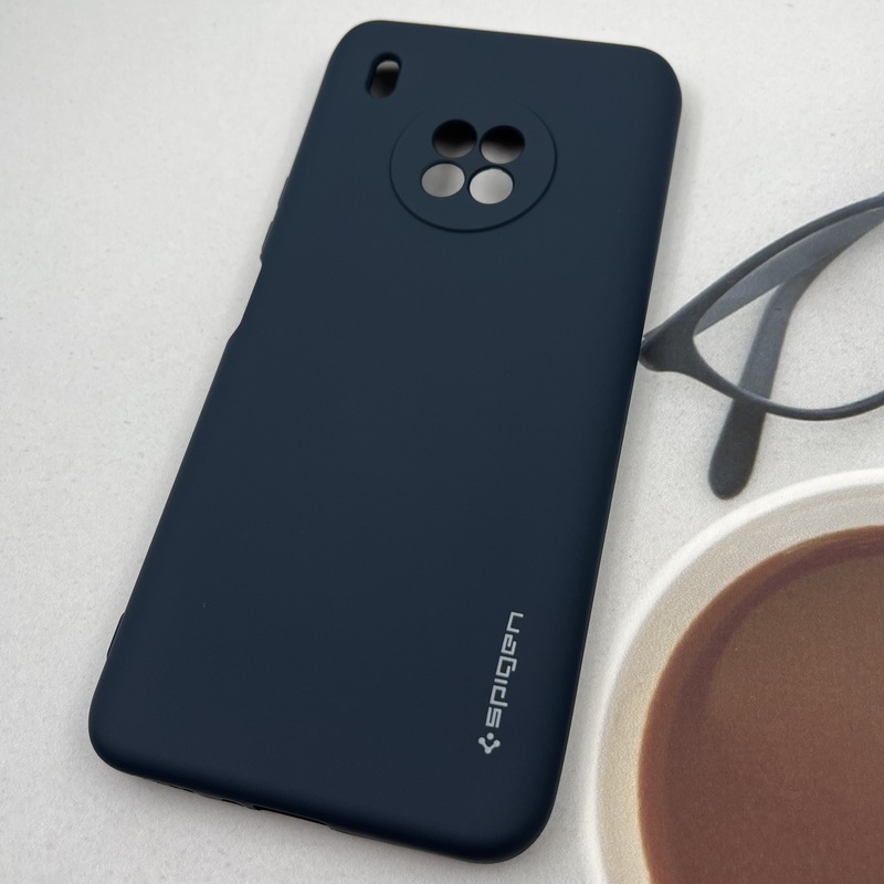 قاب گوشی Huawei Y9A هوآوی سیلیکونی Spigen اورجینال داخل پارچه ای محافظ لنز دار سرمه ای کد 53393 - Image 2