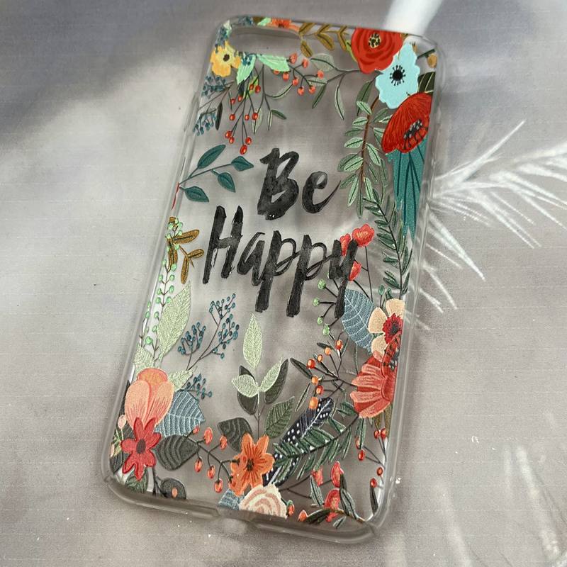 قاب گوشی iPhone 7 / iPhone 8 / iPhone SE 2020 / iPhone SE 2022 آیفون شفاف PC CASE طرح دار فانتزی گل BE Happy کد 56743 - Image 2