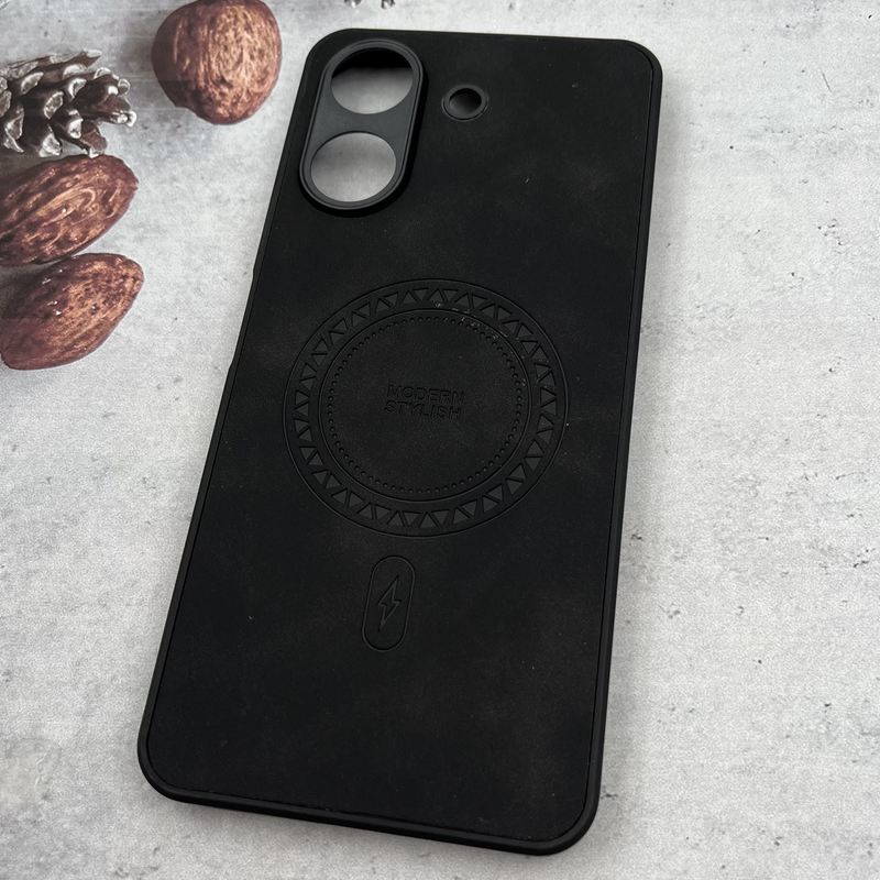 قاب گوشی Redmi 13C / Poco C65 شیائومی چرم MODERN STYLISH طرح مگ سیف برجسته مشکی محافظ لنز دار کد 57467 - Image 2