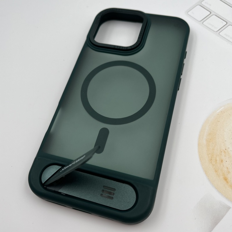 قاب گوشی iPhone 16 Pro Max آیفون مگ سیف Magsafe اورجینال Stand Case استند شو مات سبز کد 57846 - Image 2