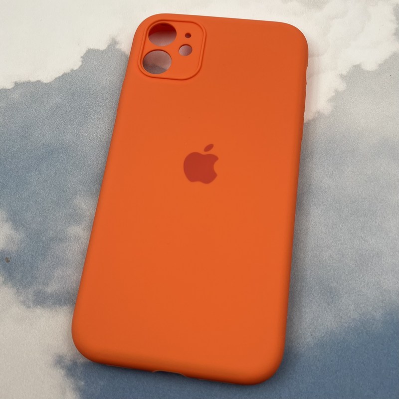 قاب گوشی iPhone 11 آیفون سیلیکونی پاک کنی اورجینال داخل پارچه ای محافظ لنز دار رنگ نارنجی کد 58836 - Image 2