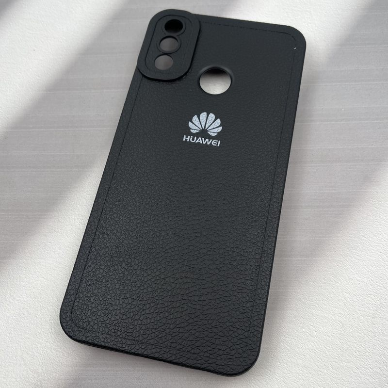 قاب گوشی Huawei Y9 2019 هوآوی Texture سیلیکونی Leather Case لوگو دار محافظ لنز دار برجسته مشکی کد 59376 - Image 2