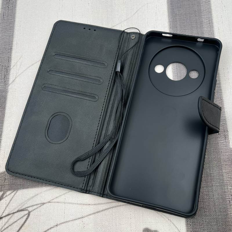 کیف گوشی Redmi A3 / Redmi A3x شیائومی چرم مگنتی جاکارتی محافظ لنز دار بند آویز دار مشکی کد 63333 - Image 2
