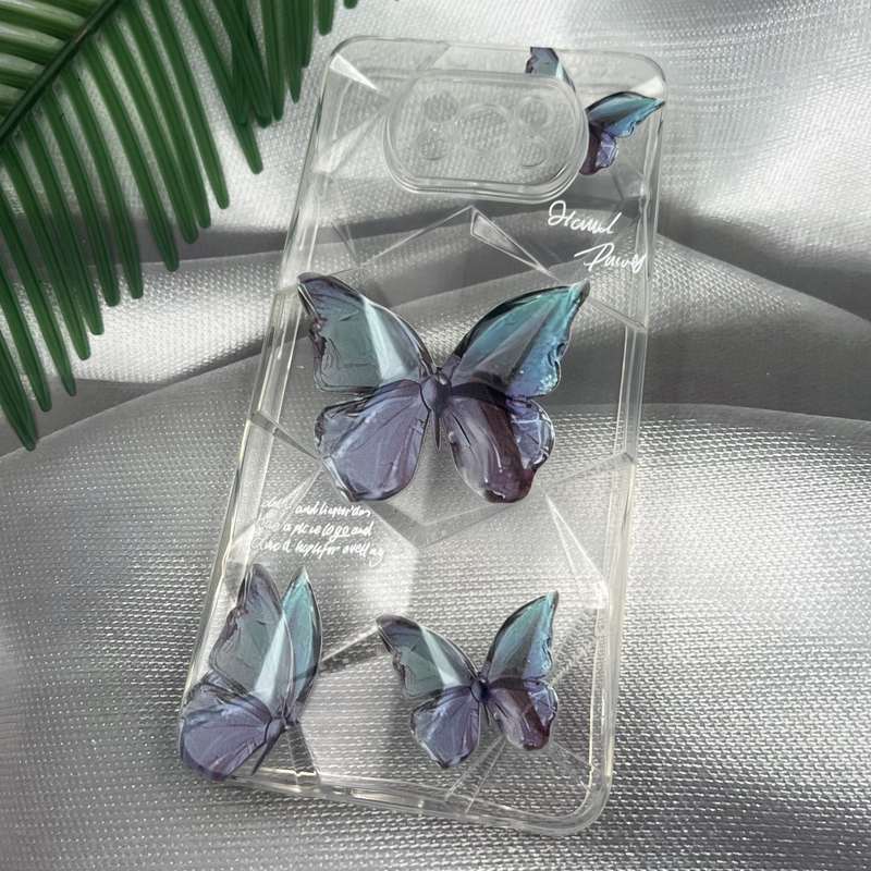 قاب گوشی Poco X3 / Poco X3 NFC / Poco X3 Pro شیائومی سیلیکونی ایربگ دار طرح کریستالی پروانه آبی شفاف محافظ لنز دار کد 63978 - Image 2