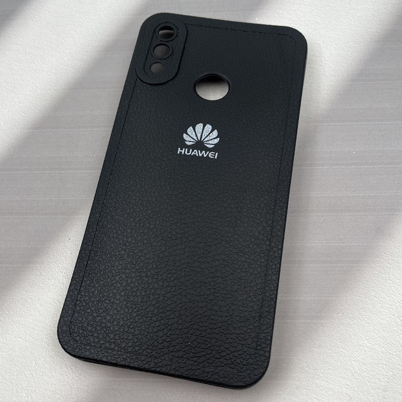 قاب گوشی Y7 2019 / Y7 Prime 2019 هوآوی Texture سیلیکونی Leather Case لوگو دار محافظ لنز دار برجسته مشکی کد 64936 - Image 2
