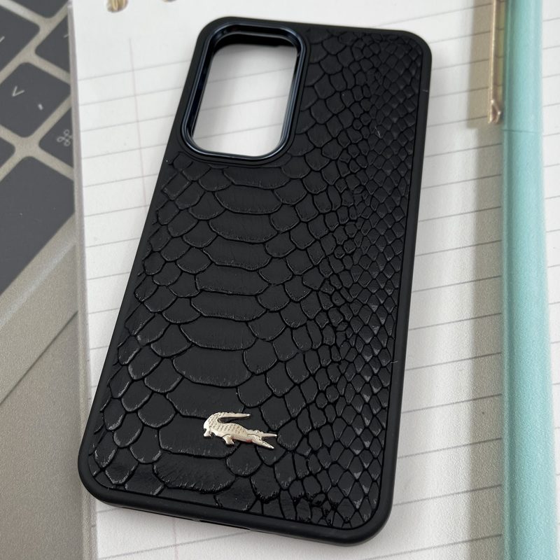 قاب گوشی Galaxy A55 سامسونگ Lacoste چرم کروکودیل برجسته لنز متال مشکی کد 66937 - Image 2