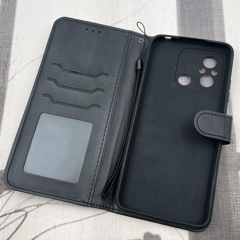کیف گوشی Redmi 12C / Poco C55 / Redmi 11A شیائومی چرم مگنتی جاکارتی بند آویز دار محافظ لنز دار مشکی کد 67972 - Image 2