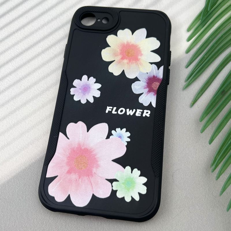 قاب گوشی iPhone 7 / iPhone 8 / iPhone SE 2020 / iPhone SE 2022 آیفون سیلیکونی Newzone لنز برجسته طرح گل مشکی محافظ لنز دار کد 68863 - Image 2