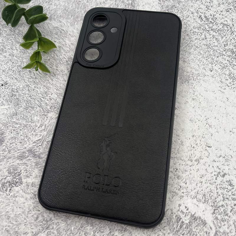 قاب گوشی Galaxy A35 سامسونگ چرمی Polo پولو ایربگ دار کلاسیک برجسته مشکی محافظ لنز دار کد 69540 - Image 2