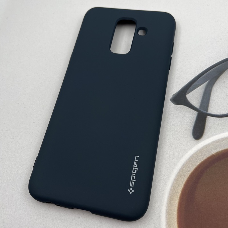 قاب گوشی Galaxy A6 Plus سامسونگ سیلیکونی Spigen اورجینال داخل پارچه ای سرمه ای کد 70219 - Image 2