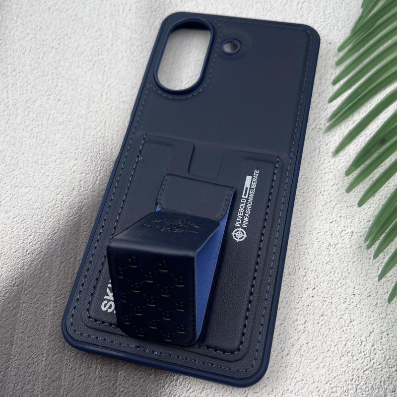 قاب گوشی Redmi 13C / Poco C65 شیائومی جاکارتی استندشو SKINARMA چرم پولو دوخت دار سرمه ای کد 73687 - Image 2