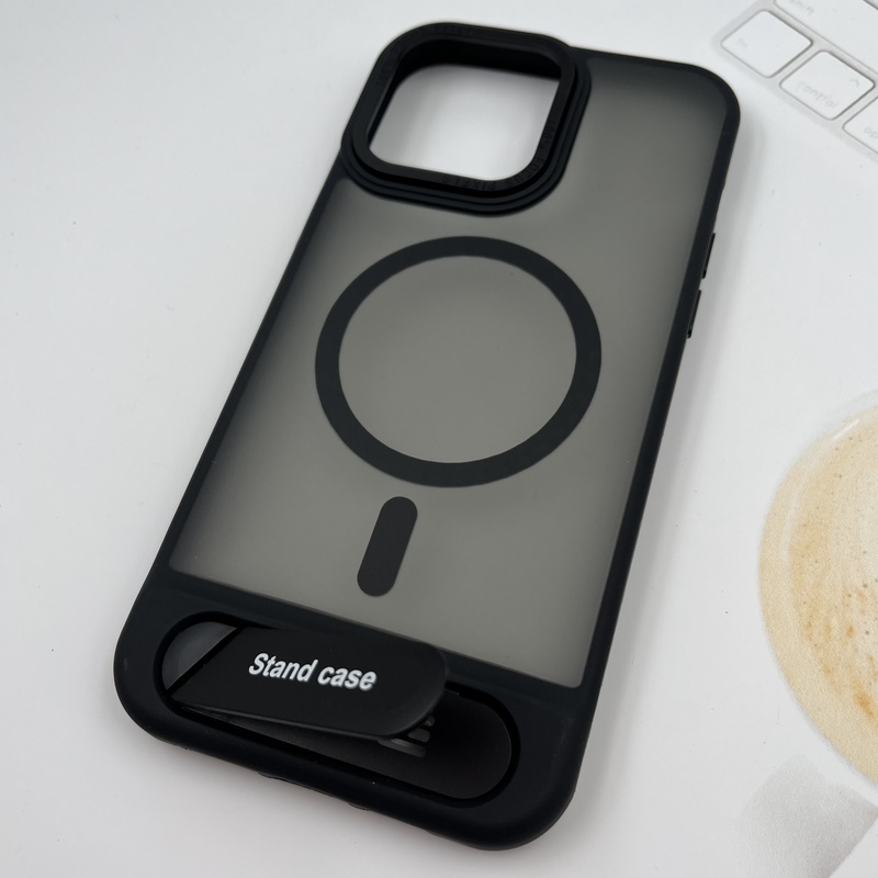 قاب گوشی iPhone 14 Pro Max آیفون مگ سیف Magsafe اورجینال Stand Case استند شو مات مشکی کد 77816 - Image 2