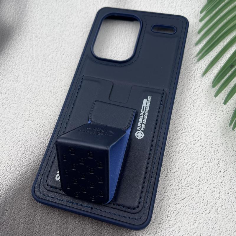 قاب گوشی Redmi Note 13 Pro Plus شیائومی جاکارتی استندشو SKINARMA چرم پولو دوخت دار سرمه ای کد 78599 - Image 2