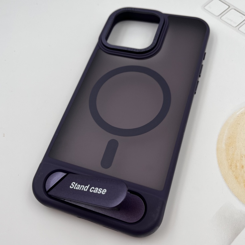 قاب گوشی iPhone 15 Pro Max آیفون مگ سیف Magsafe اورجینال Stand Case استند شو مات بنفش کد 85732 - Image 2