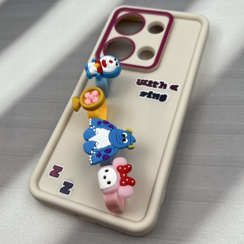قاب گوشی Redmi Note 14S / Redmi Note 13 Pro 4G / Poco M6 Pro 4G شیائومی Solid Case سیلیکونی عروسکی برجسته انگشتی محافظ لنز دار سفید کد 85891 - Image 2