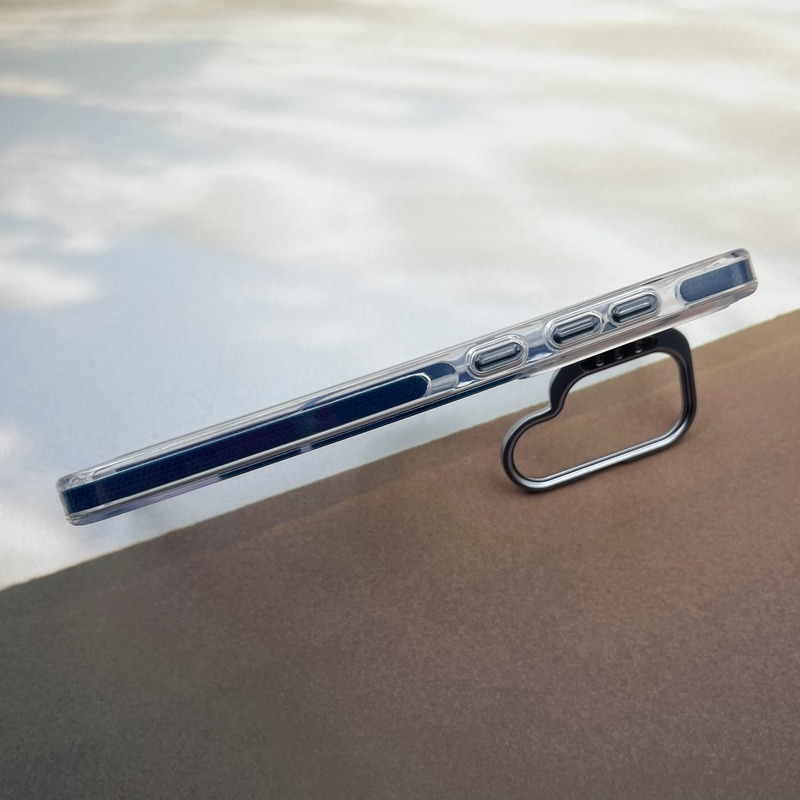 قاب گوشی Galaxy S24 FE سامسونگ لنز استند شو فلزی دور ایربگ دار مگ سیف Magsafe اورجینال شفاف سرمه ای کد 89163 - Image 2