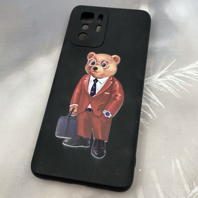 قاب گوشی Poco X3 GT / Redmi Note 10 Pro 5G شیائومی سیلیکونی طرح فانتزی خرس تدی محافظ لنز دار مشکی کد 89566 - Image 2