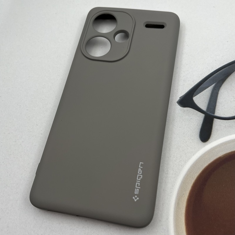 قاب گوشی Redmi Note 13 Pro Plus شیائومی سیلیکونی Spigen اورجینال داخل پارچه ای محافظ لنز دار تیتانیوم کد 92955 - Image 2
