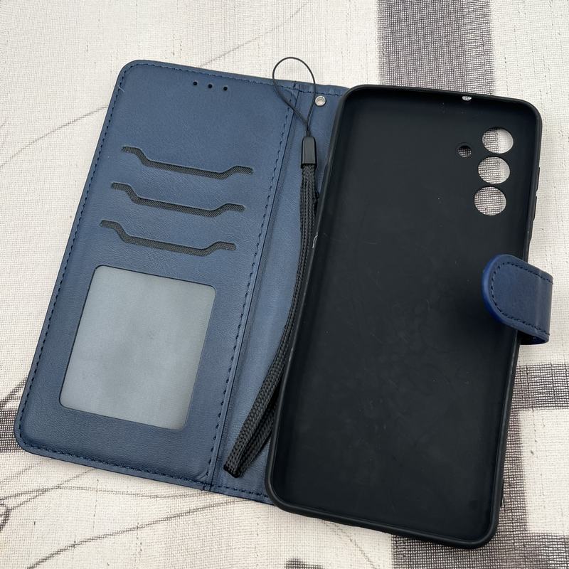 کیف گوشی Galaxy A13 4G / Galaxy A04S سامسونگ چرم مگنتی جاکارتی محافظ لنز دار بند آویز دار سرمه ای کد 93789 - Image 2