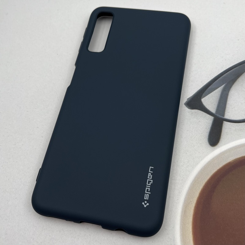 قاب گوشی (Galaxy A7 2018 (A750 سامسونگ سیلیکونی Spigen اورجینال داخل پارچه ای سرمه ای کد 95633 - Image 2