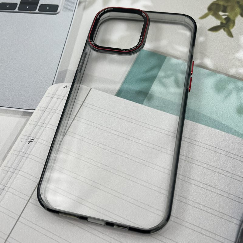 قاب گوشی iPhone 13 Pro Max آیفون شفاف اورجینال FIT Classic لنز فلزی برجسته مشکی قرمز اسپرت کد 95907 - Image 2