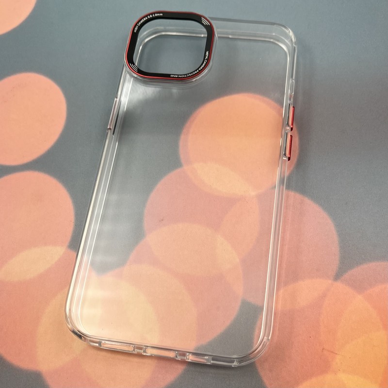 قاب گوشی iPhone 13 / iPhone 14 آیفون شفاف اورجینال FIT Classic لنز فلزی برجسته مشکی قرمز اسپرت کد 98996 - Image 2