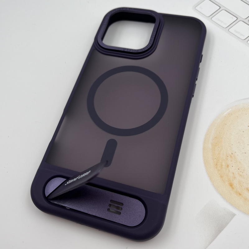 قاب گوشی iPhone 16 Pro Max آیفون مگ سیف Magsafe اورجینال Stand Case استند شو مات بنفش کد 99178 - Image 2