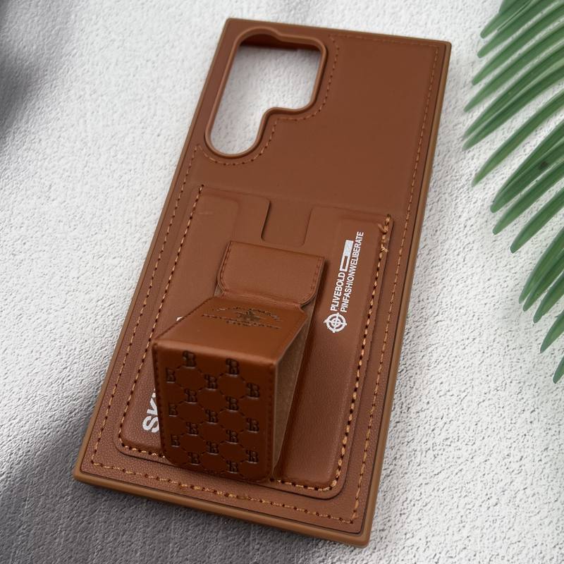 قاب گوشی Galaxy S23 Ultra سامسونگ جاکارتی استندشو SKINARMA چرم پولو دوخت دار عسلی کد 99715 - Image 2