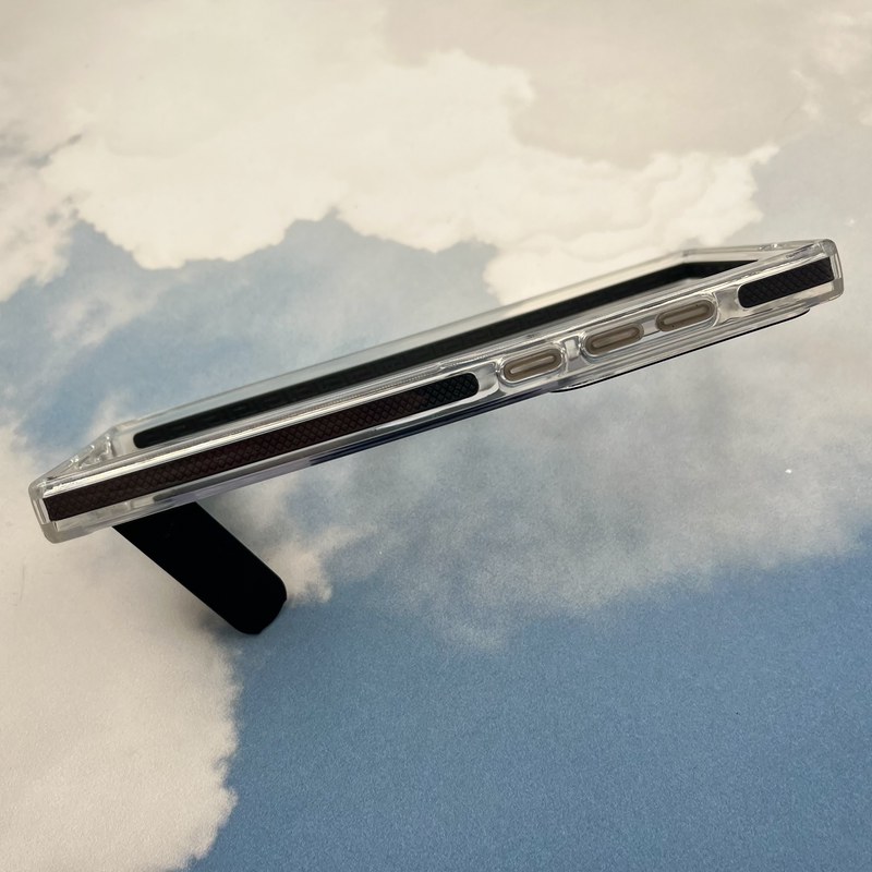 قاب گوشی Galaxy S23 Ultra سامسونگ Unique Case اورجینال مگ سیف Magsafe دار استندشو فلزی شفاف دور ایربگ دار مشکی کد 10794 - Image 2