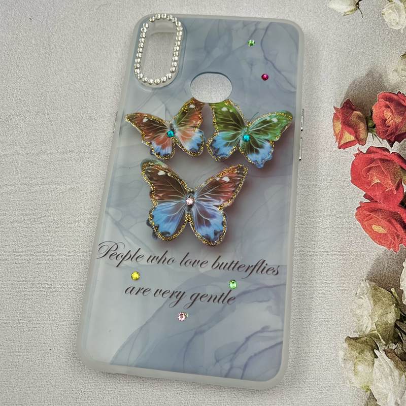 قاب گوشی Galaxy A10s سامسونگ Crystal Case نگین دار لوکس رزینی طرح پروانه رنگی لنز الماسی کد 11455 - Image 2