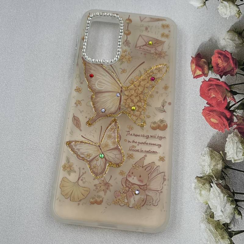 قاب گوشی Galaxy A13 4G / Galaxy A04S سامسونگ Crystal Case نگین دار لوکس رزینی طرح پروانه پاییزی لنز الماسی کد 13413 - Image 2