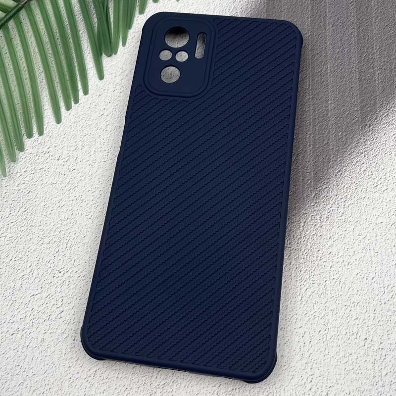 قاب گوشی Redmi Note 10 4G / Redmi Note 10S / Poco M5S شیائومی Hatching Case سیلیکونی طرح هاشور ایربگ دار محافظ لنز دار سرمه ای کد 14945 - Image 2