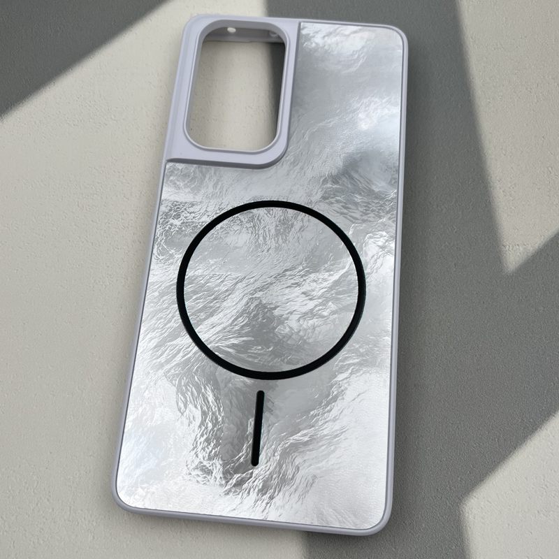قاب گوشی Galaxy S21 Ultra سامسونگ Luxury Case براش طرح مگ سیف Magsafe لنز برجسته نقره ای کد 15608 - Image 2