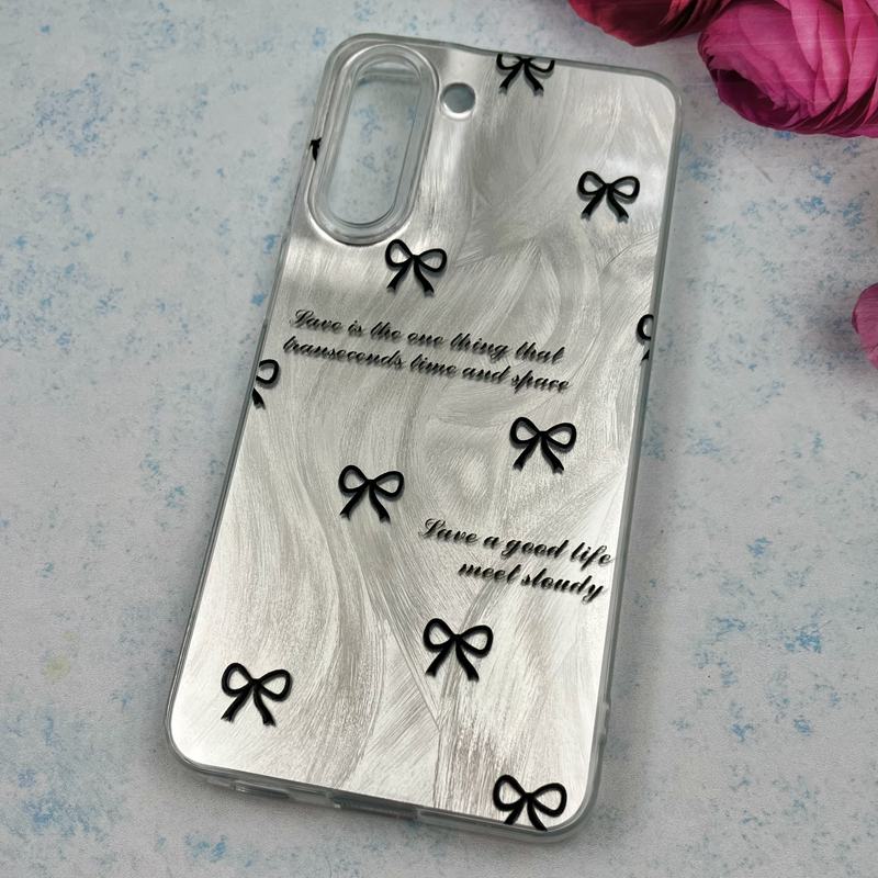 قاب گوشی Galaxy S21 FE سامسونگ Brush Case اطلسی Silver طرح پاپیون مشکی کد 16342 - Image 2
