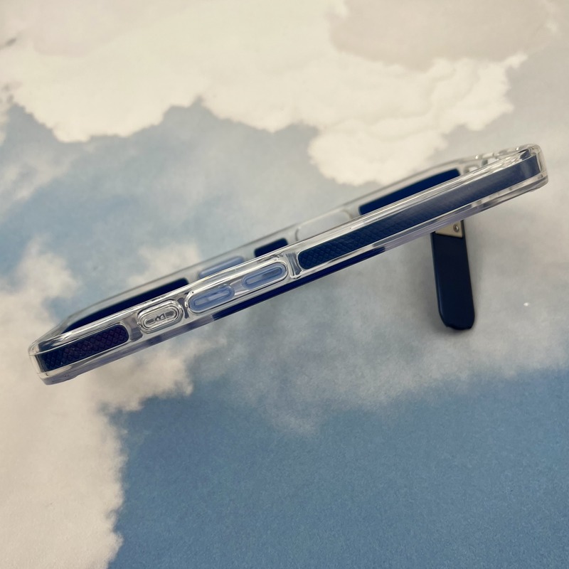 قاب گوشی iPhone 16 آیفون Unique Case اورجینال مگ سیف Magsafe دار استندشو فلزی شفاف دور ایربگ دار سرمه ای کد 18305 - Image 2
