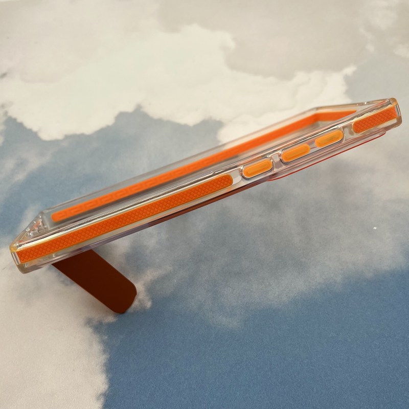 قاب گوشی Galaxy S23 Ultra سامسونگ Unique Case اورجینال مگ سیف Magsafe دار استندشو فلزی شفاف دور ایربگ دار نارنجی کد 19777 - Image 2