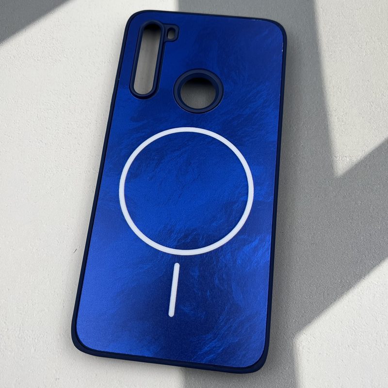قاب گوشی Redmi Note 8 / Redmi Note 8 2021 شیائومی Luxury Case براش طرح مگ سیف Magsafe لنز برجسته آبی کد 23411 - Image 2