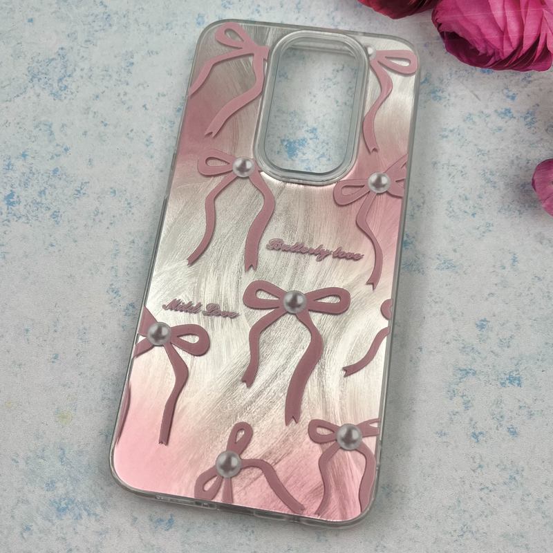 قاب گوشی Redmi Note 8 Pro شیائومی Brush Case اطلسی Silver طرح پاپیون صورتی کد 25733 - Image 2