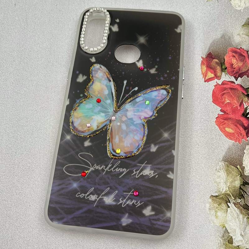 قاب گوشی Galaxy A10s سامسونگ Crystal Case نگین دار لوکس رزینی طرح پروانه کهکشانی لنز الماسی کد 26435 - Image 2