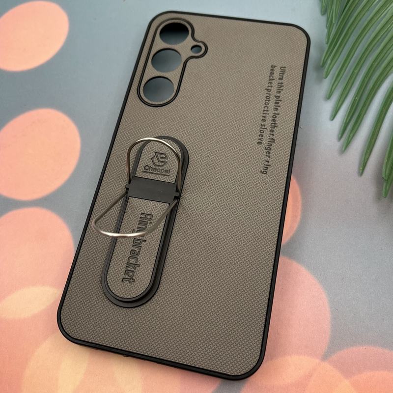 قاب گوشی Galaxy A55 سامسونگ سیلیکونی Ring Bracket استندشو فلزی برجسته محافظ لنز دار تیتانیوم کد 26993 - Image 2