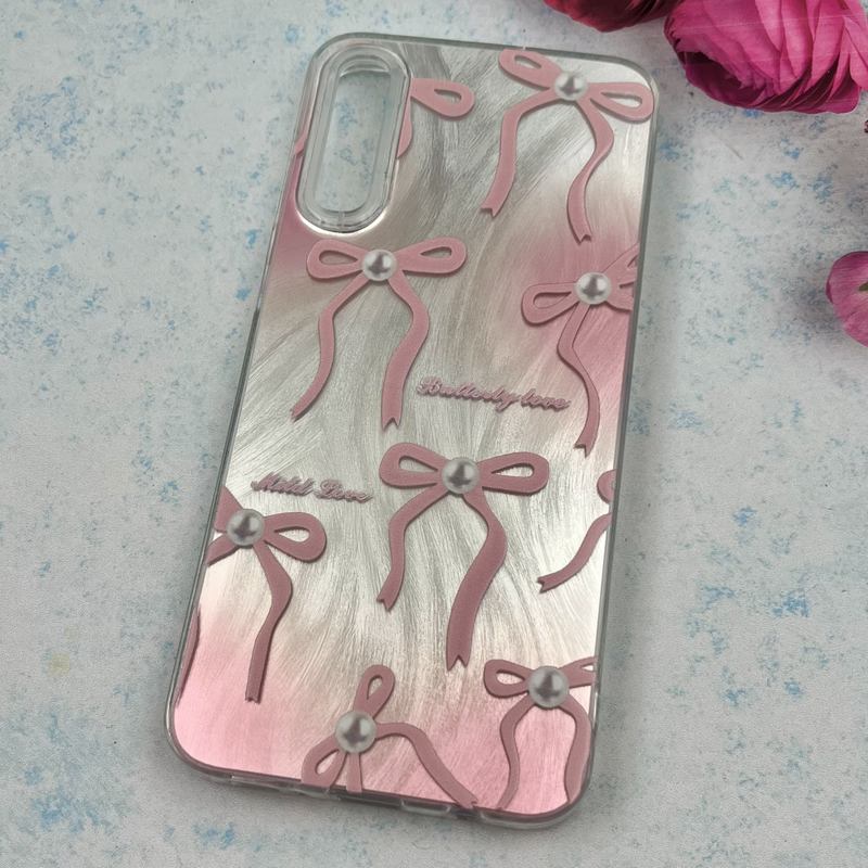 قاب گوشی Galaxy A30S / Galaxy A50S / Galaxy A50 سامسونگ Brush Case اطلسی Silver طرح پاپیون صورتی کد 28053 - Image 2