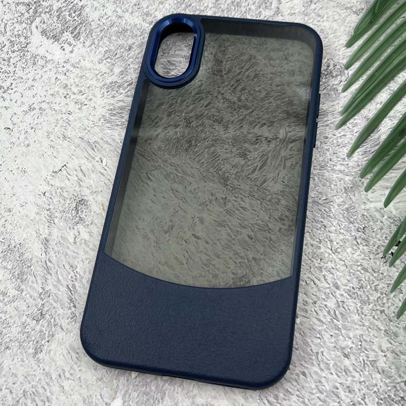 قاب گوشی iPhone X / iPhone XS آیفون PC Case سیلیکونی طرح چرم لنز متال شفاف دودی اسپرت سرمه ای کد 28478 - Image 2